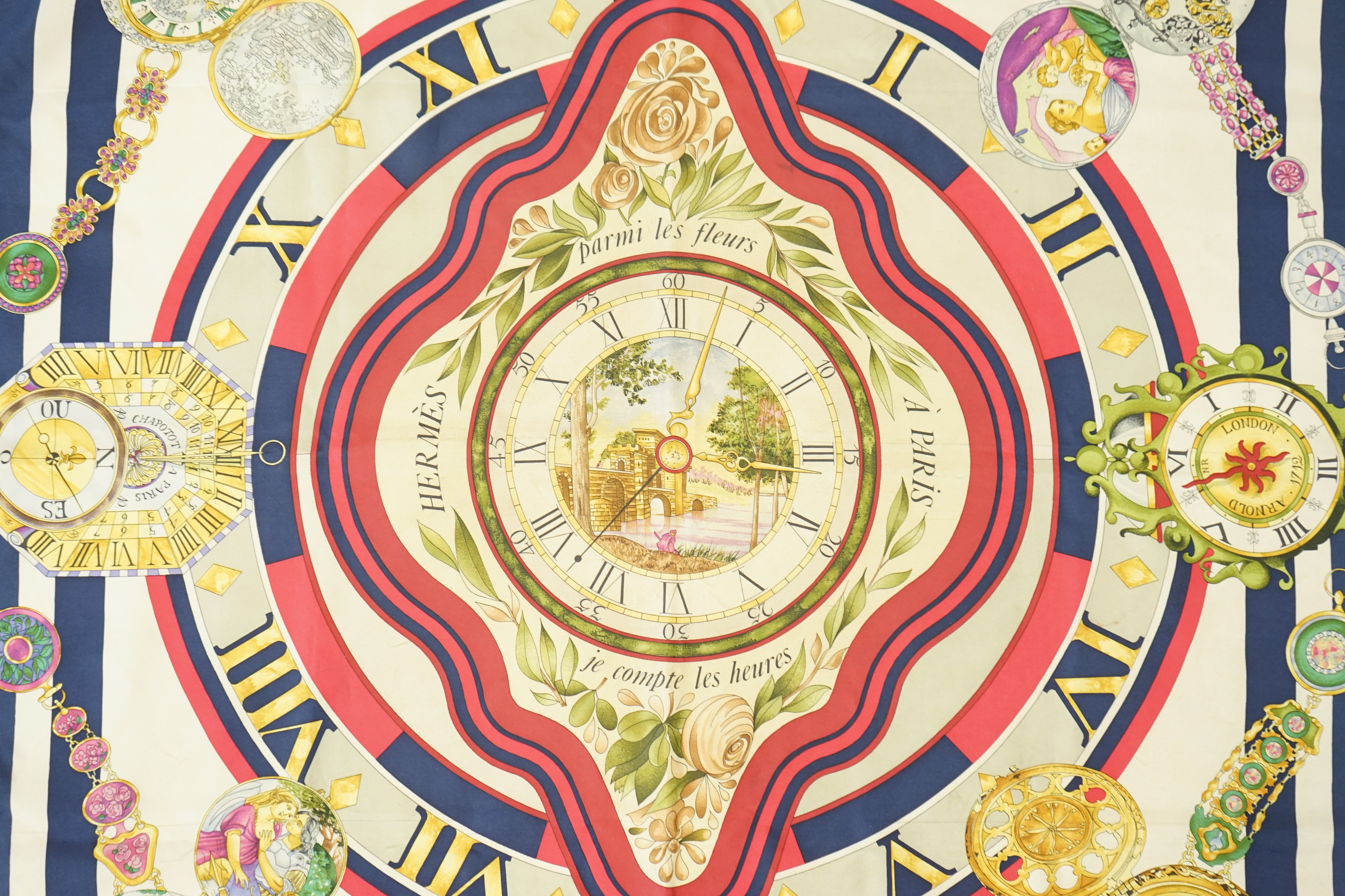 A Hermes scarf, La Ronde des Heures, boxed